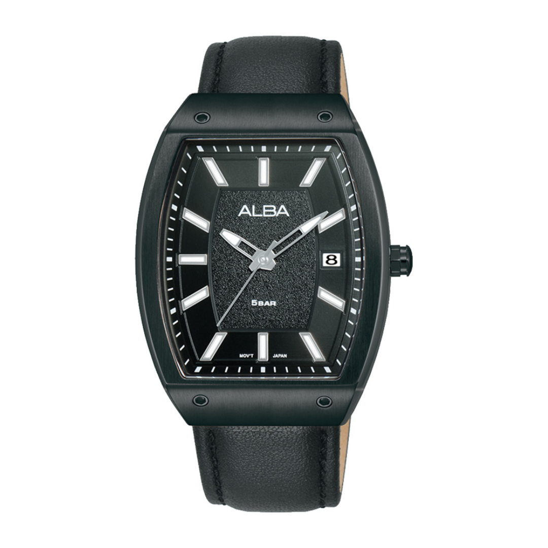 Alba Philippines AG8M81X1 Black Dial Black Leather Strap Men's Quartz Watch 35mm