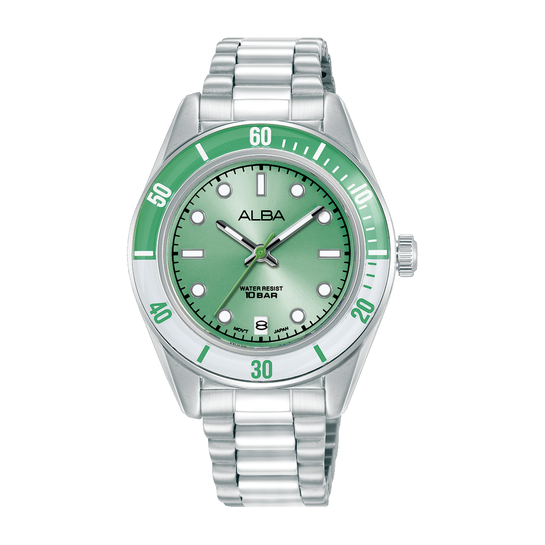 AG8Q67X1 Active Green Dial Stainless Steel Quartz Watch