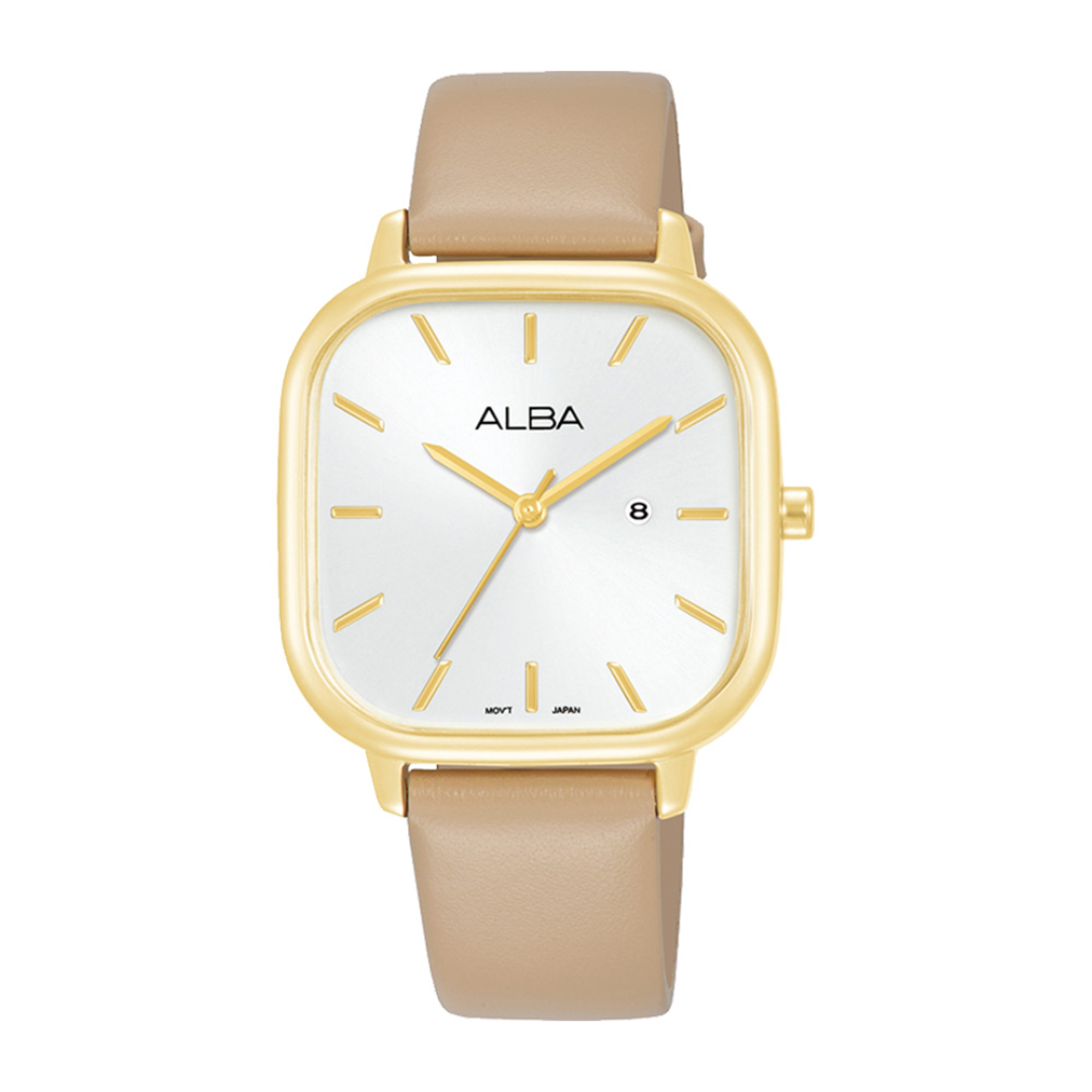 Alba Philippines AH7BZ6X1 Silver Dial Brown Leather Strap Women's Quartz Watch 32mm