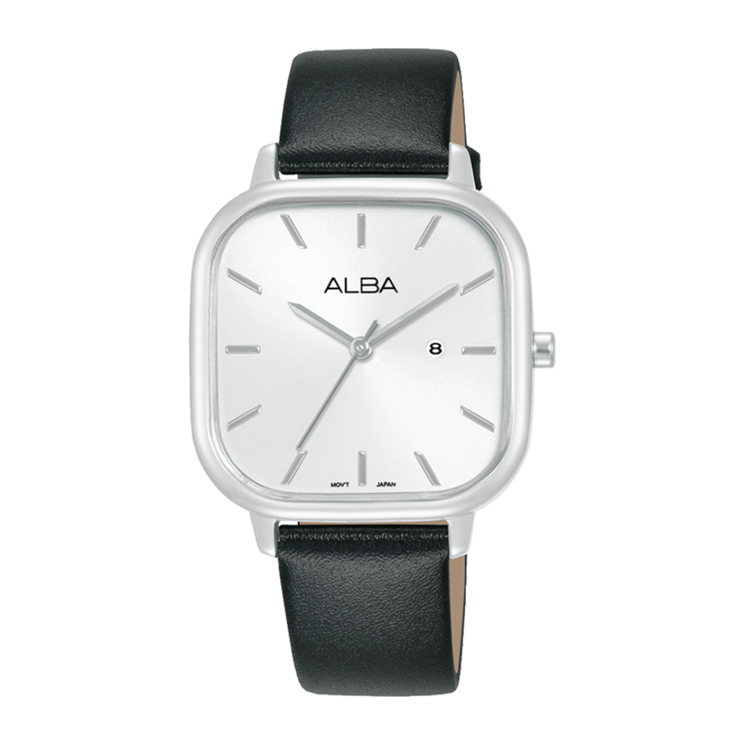 Alba Philippines AH7BZ7X1 Silver Dial Black Leather Strap Women's Quartz Watch 32mm