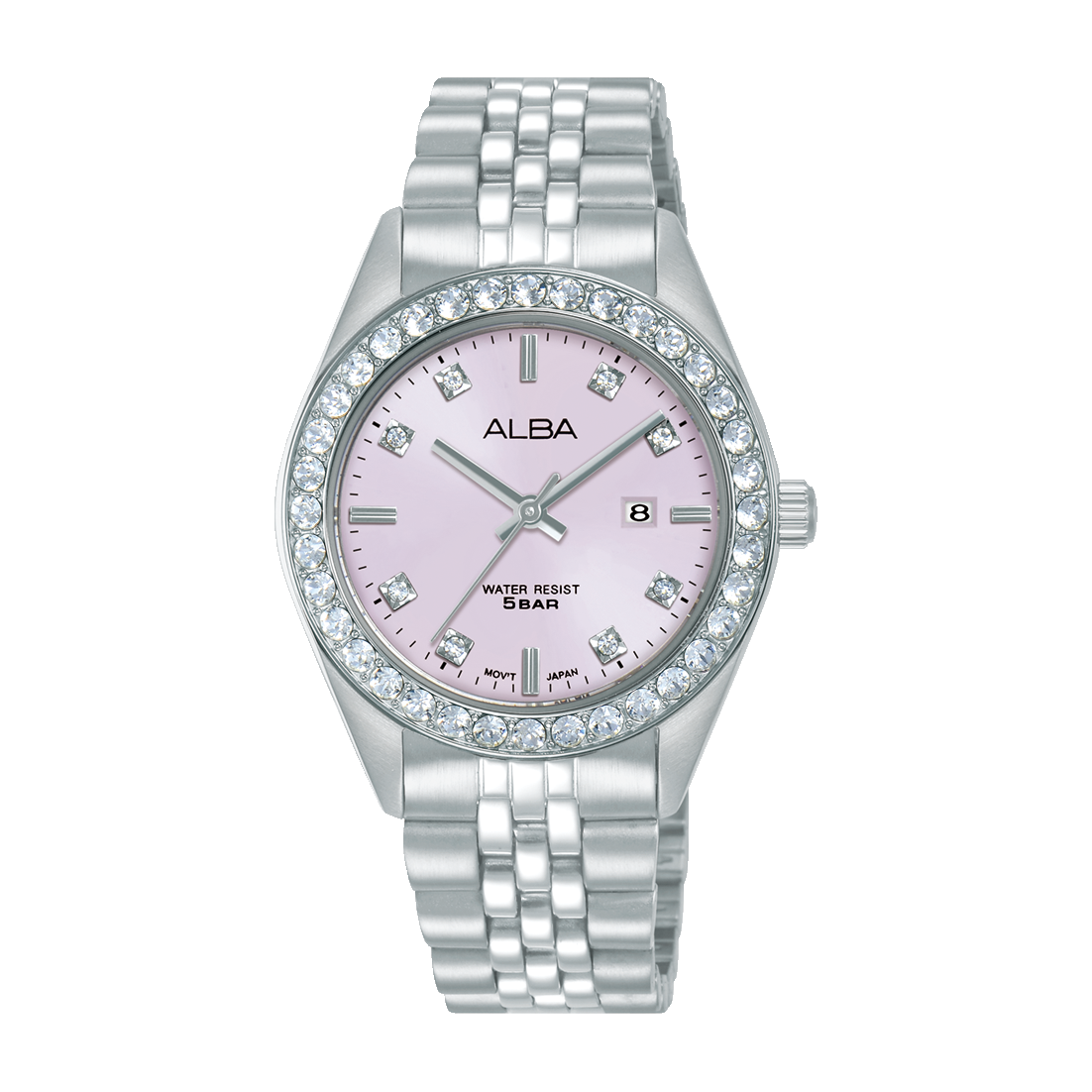 AH7FE1X1 Fashion Pink Dial Stainless Steel Quartz Watch
