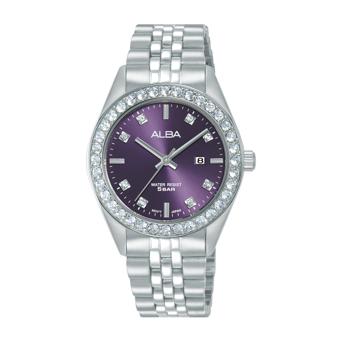 AH7FE3X1 Fashion Purple Dial Stainless Steel Quartz Watch