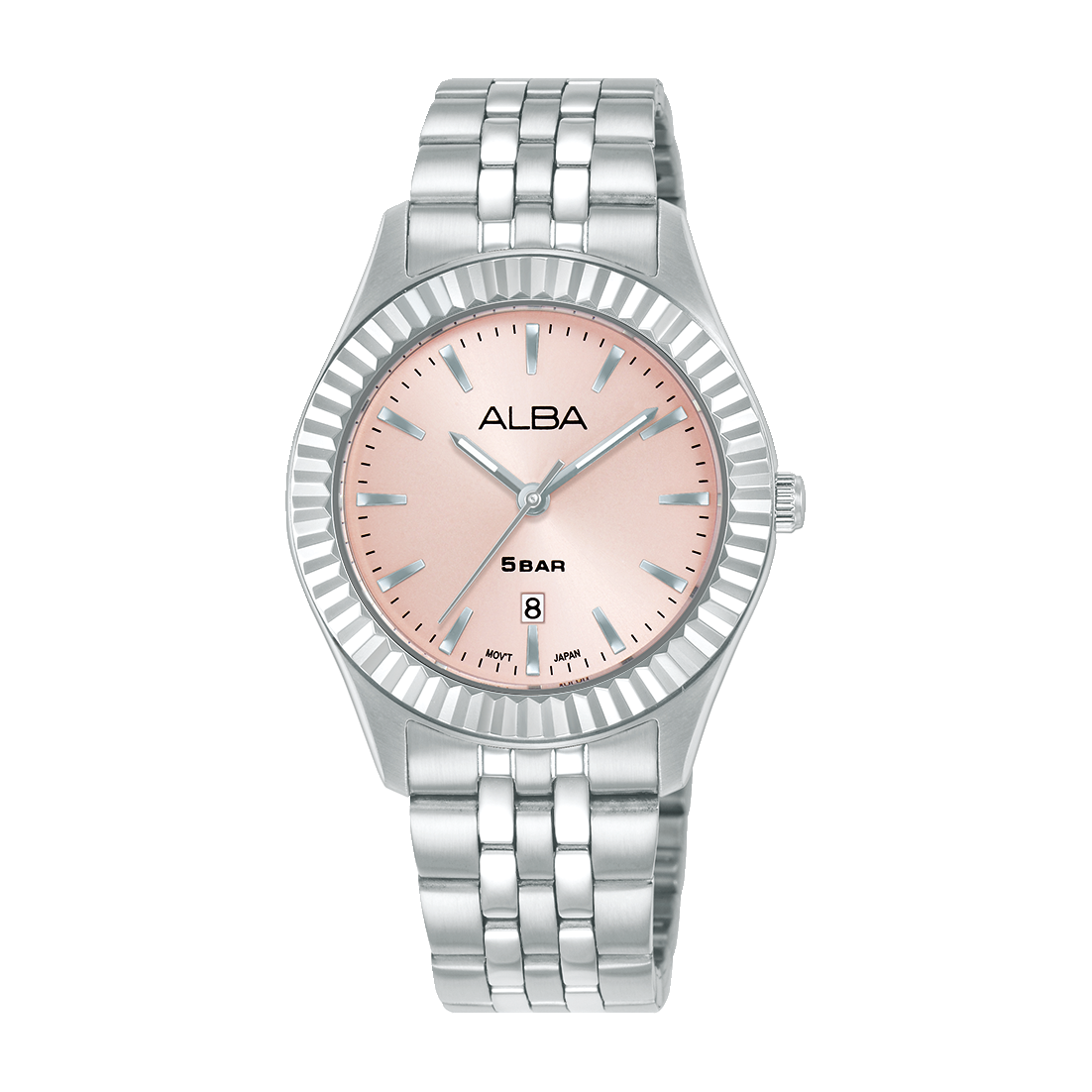 AH7FG5X1 Fashion Pink Dial Stainless Steel Quartz Watch