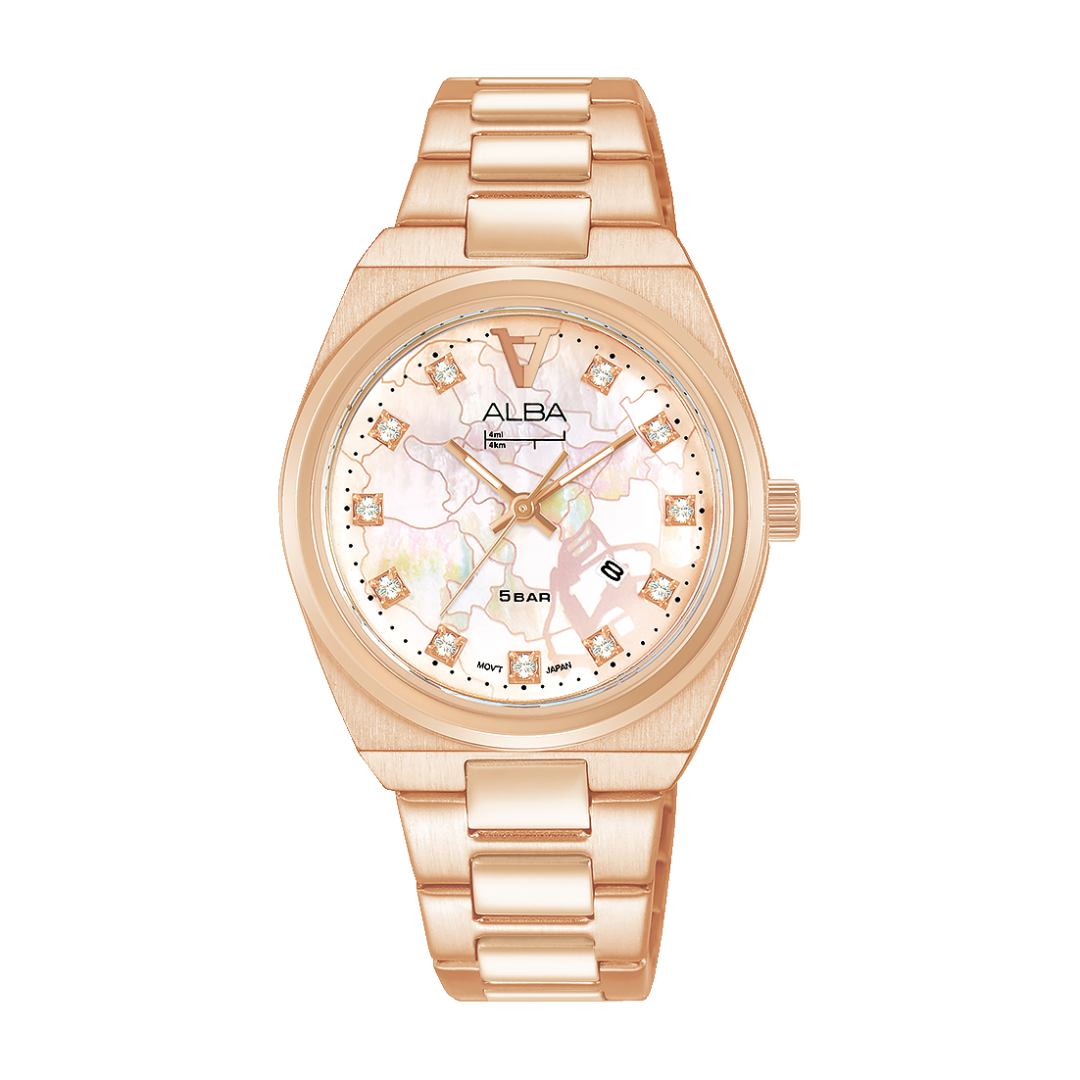 AH7Y10X1 Signa Pink Dial Stainless Steel Quartz Watch