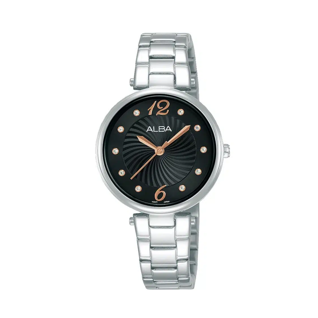 AH8735X1 Fashion Black Dial Stainless Steel Quartz Watch