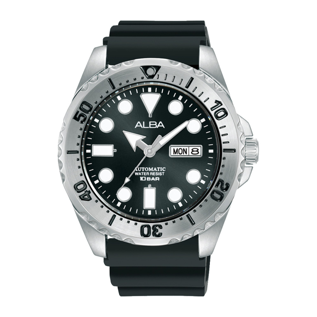 Alba Philippines AL4495X1 Black Dial Black Silicone Strap Men's Automatic Watch 44mm