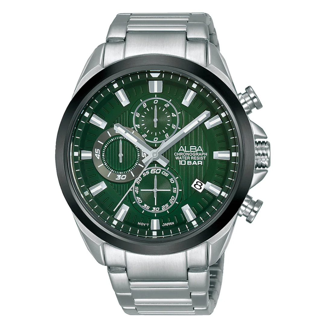 AM3785X1 Active Green Dial Stainless Steel Quartz Watch