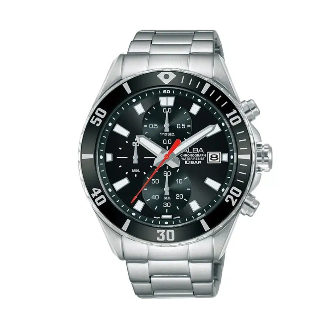 AM3811X1 Active Black Dial Stainless Steel Quartz Watch