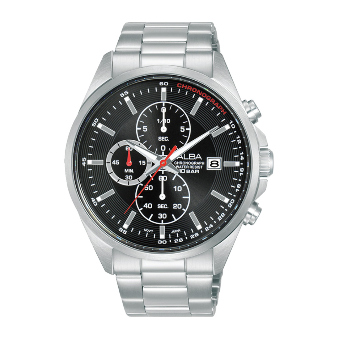 Alba Philippines AM3943X1 Black Dial Stainless Steel Strap Men's Chronograph Watch 43mm