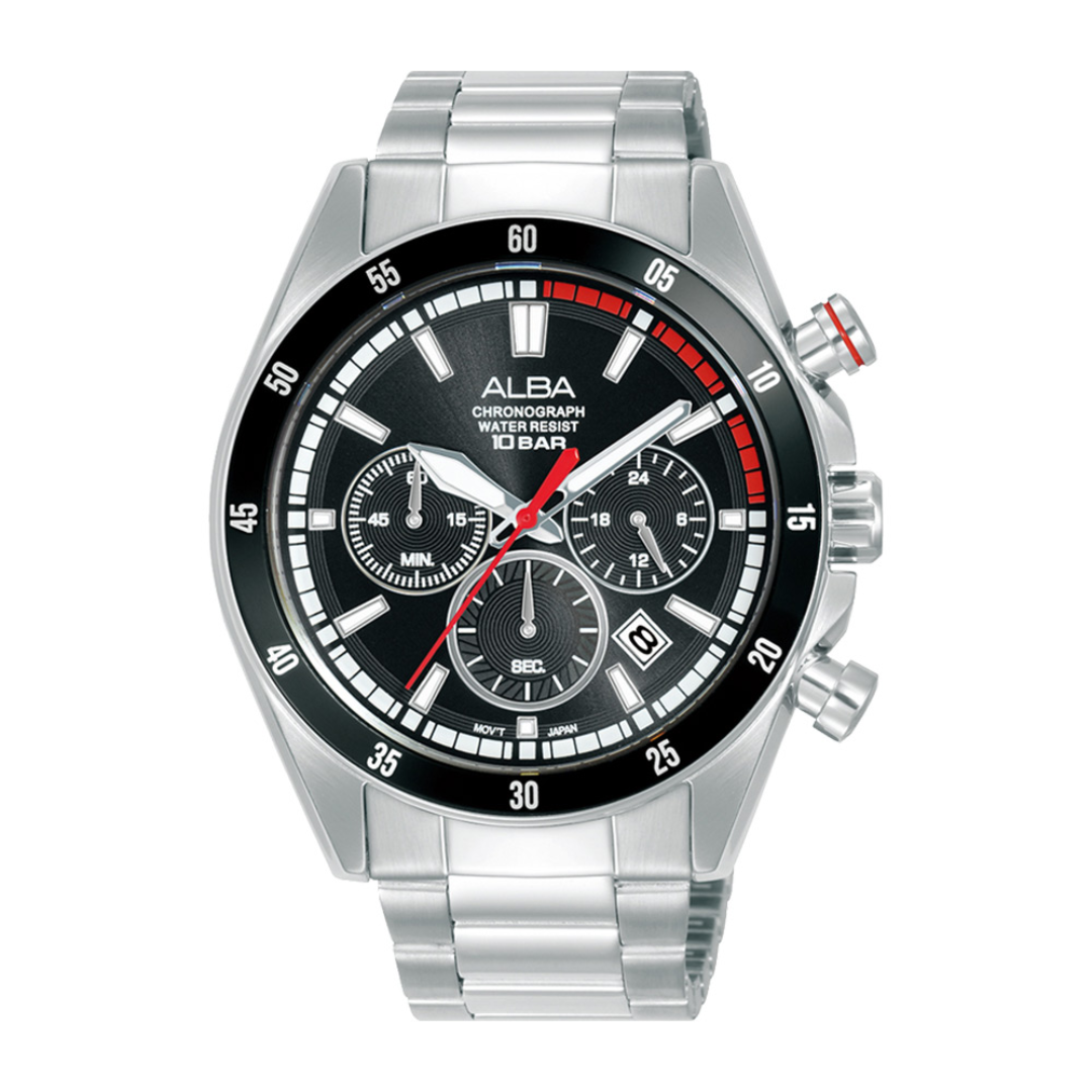 Alba Philippines AT3J29X1 Black Dial Stainless Steel Strap Men's Chronograph Watch 43mm
