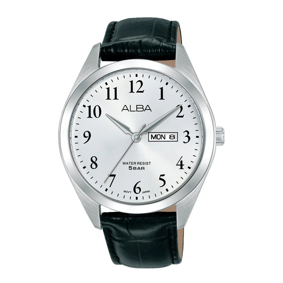 AJ6219X1 Prestige Silver Leather Strap Quartz Watch
