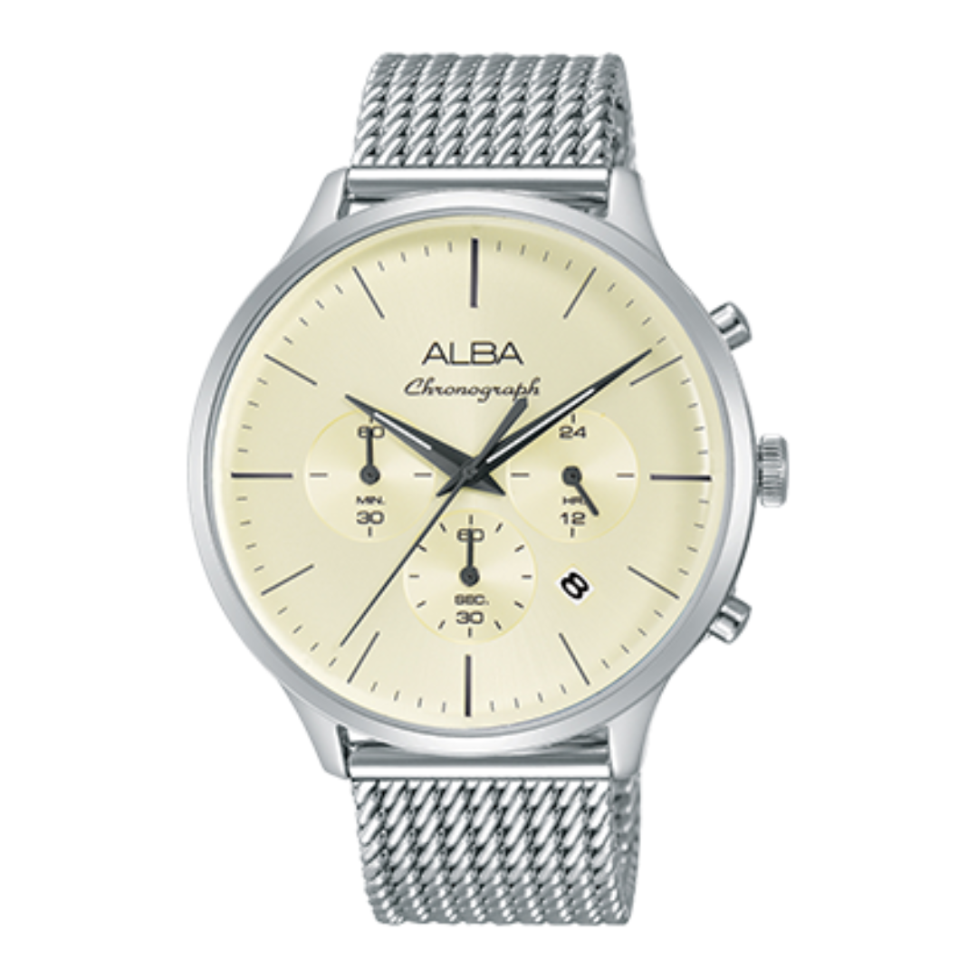 Alba Philippines AT3B41X1 Signa Cream Dial Men's Quartz Watch 43mm