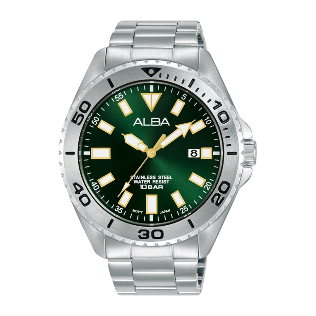 Alba Philippines AS9Q41X1 Active Green Dial Men's Quartz Watch 44mm