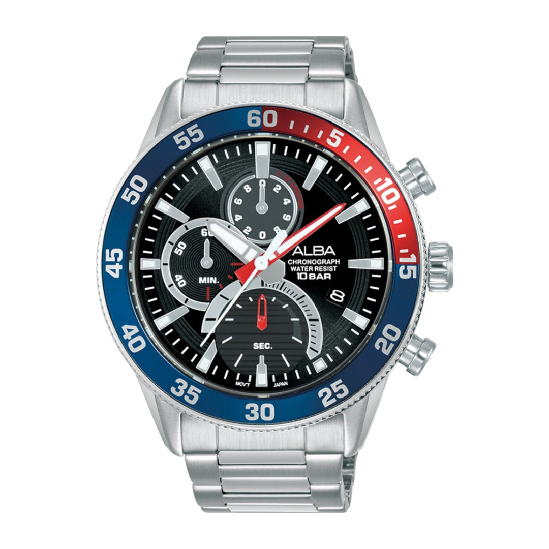 Alba Philippines AM3893X1 Fashion Black Dial Men's Chronograph Watch 45mm