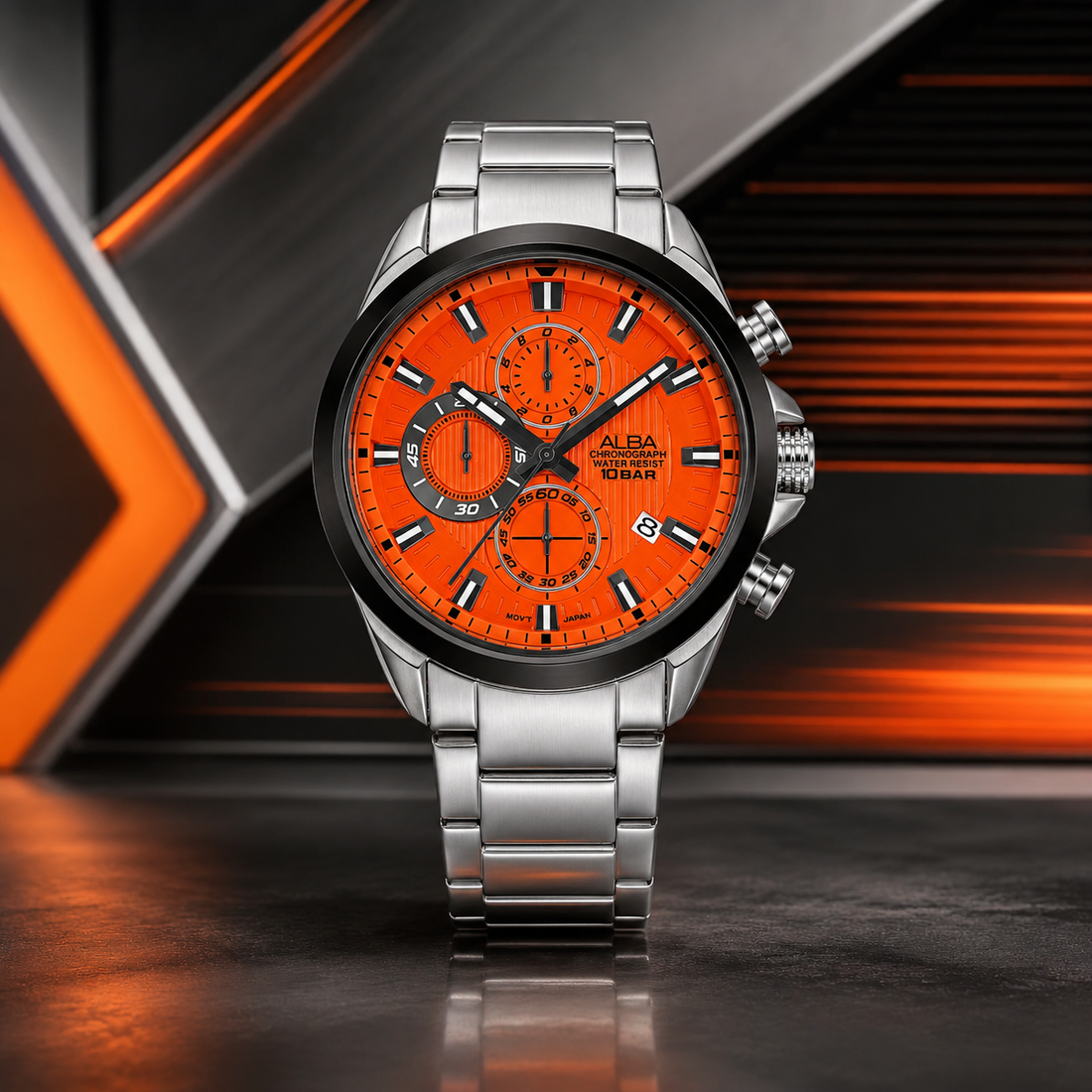Bold Style for Him: Alba AM3783X1 Active Orange Quartz Watch