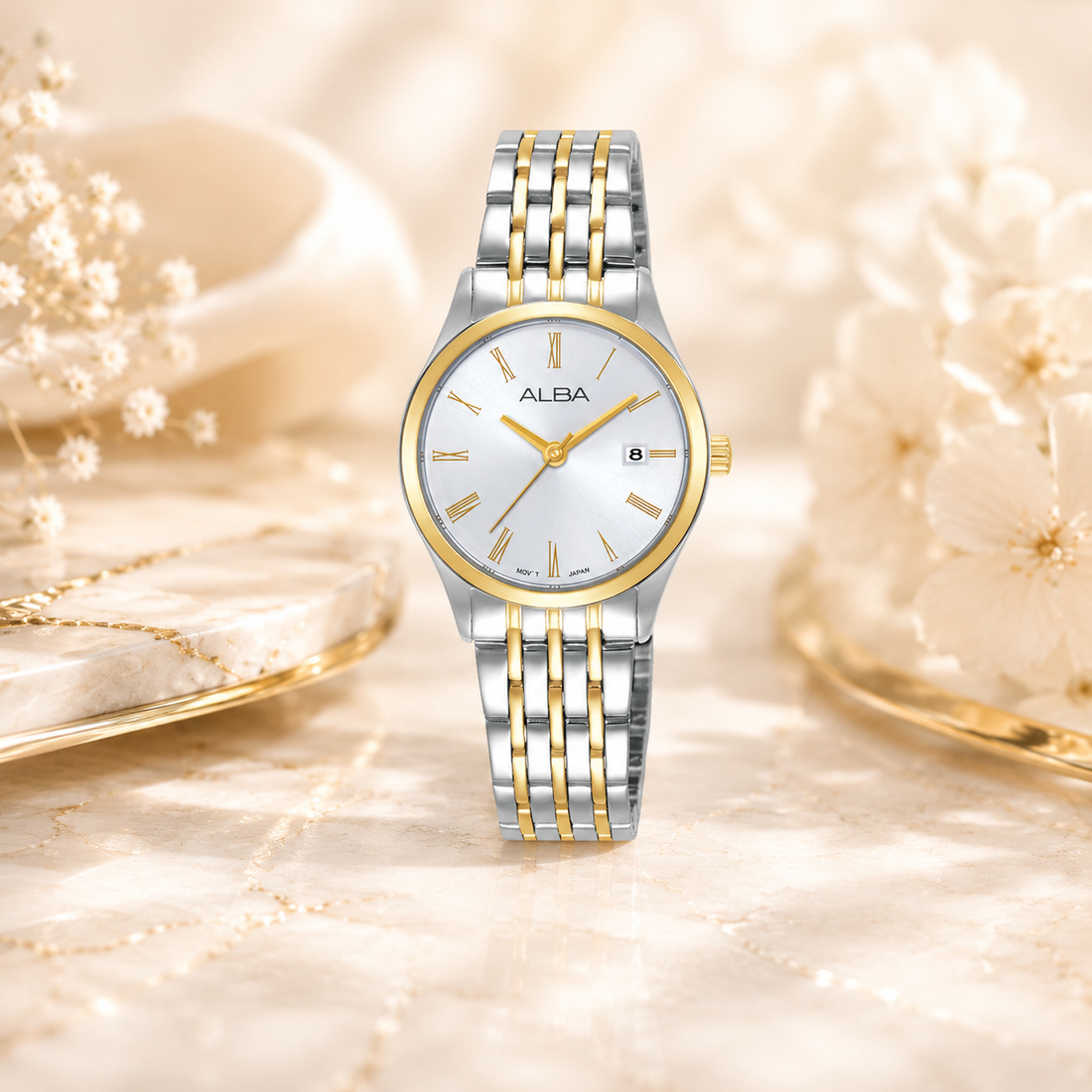 Sophisticated Style for the Modern Professional: Alba AH7EZ2X1 Fashion Silver Gold Quartz Watch
