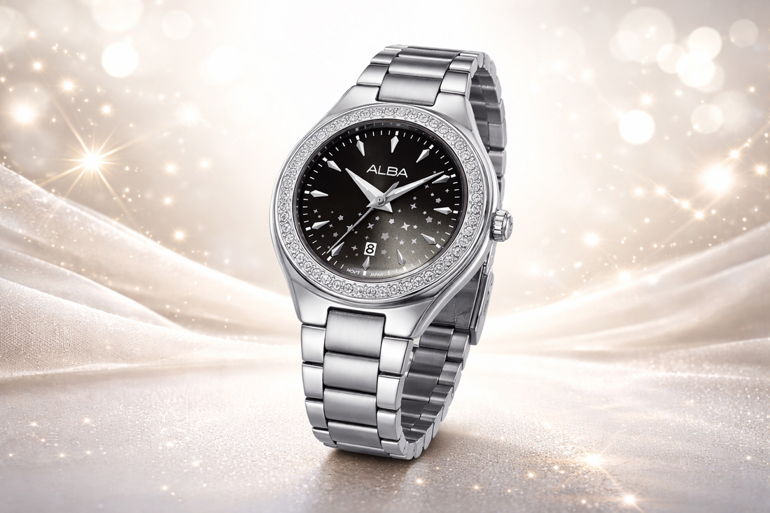 Own Your Elegance: Discover the Alba Fashion Black and Gold Stainless Steel Quartz Watches