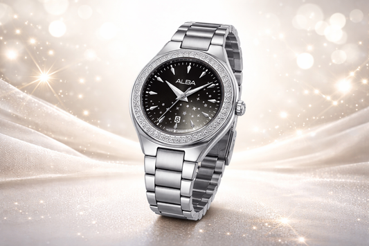 Own Your Elegance: Discover the Alba Fashion Black and Gold Stainless Steel Quartz Watches