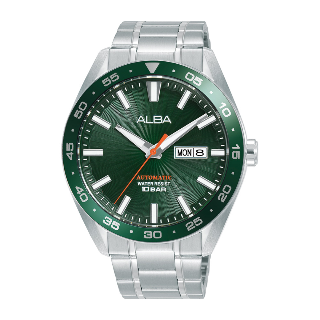 Alba Philippines A3B007X1 Mechanical Greed Dial Stainless Steel Strap Men's Automatic Watch 43mm