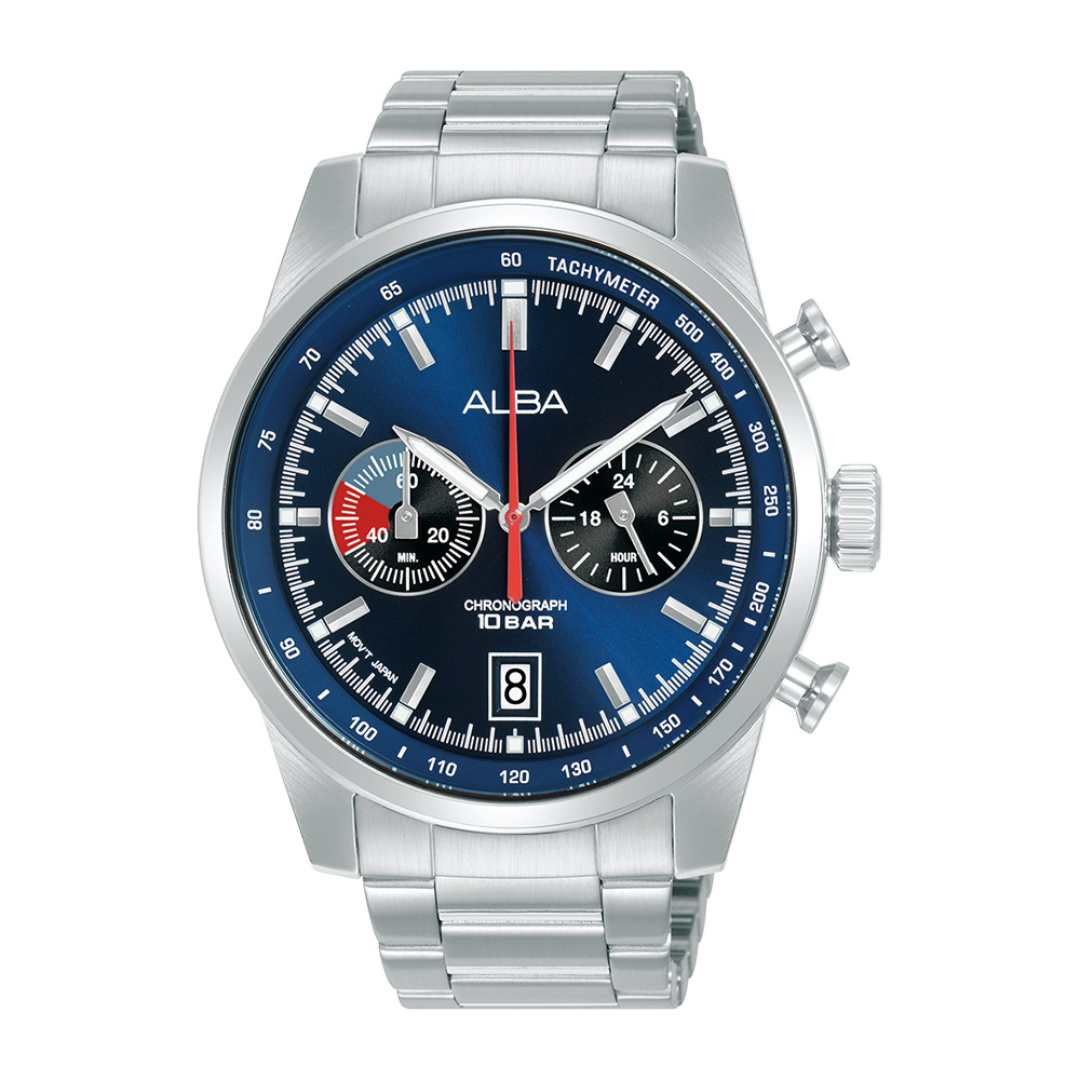Alba Philippines A4B005X1 Signa Blue Dial Stainless Steel Strap Men's Chronograph Watch 44mm