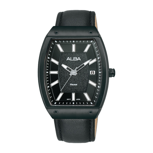 Alba Philippines AG8M81X1 Black Dial Black Leather Strap Men's Quartz Watch 35mm