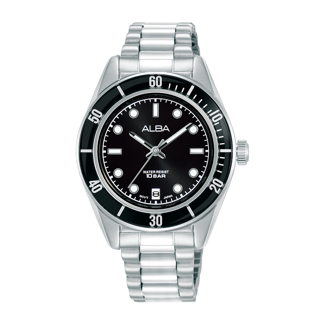 AG8Q61X1 Active Black Dial Stainless Steel Quartz Watch