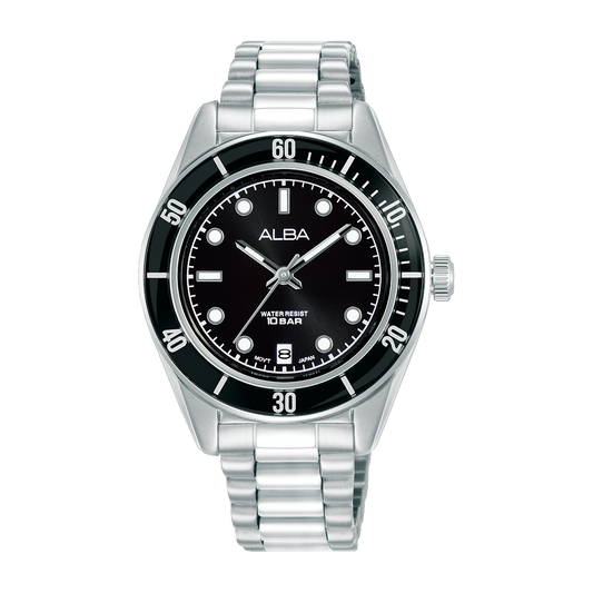AG8Q61X1 Active Black Dial Stainless Steel Quartz Watch