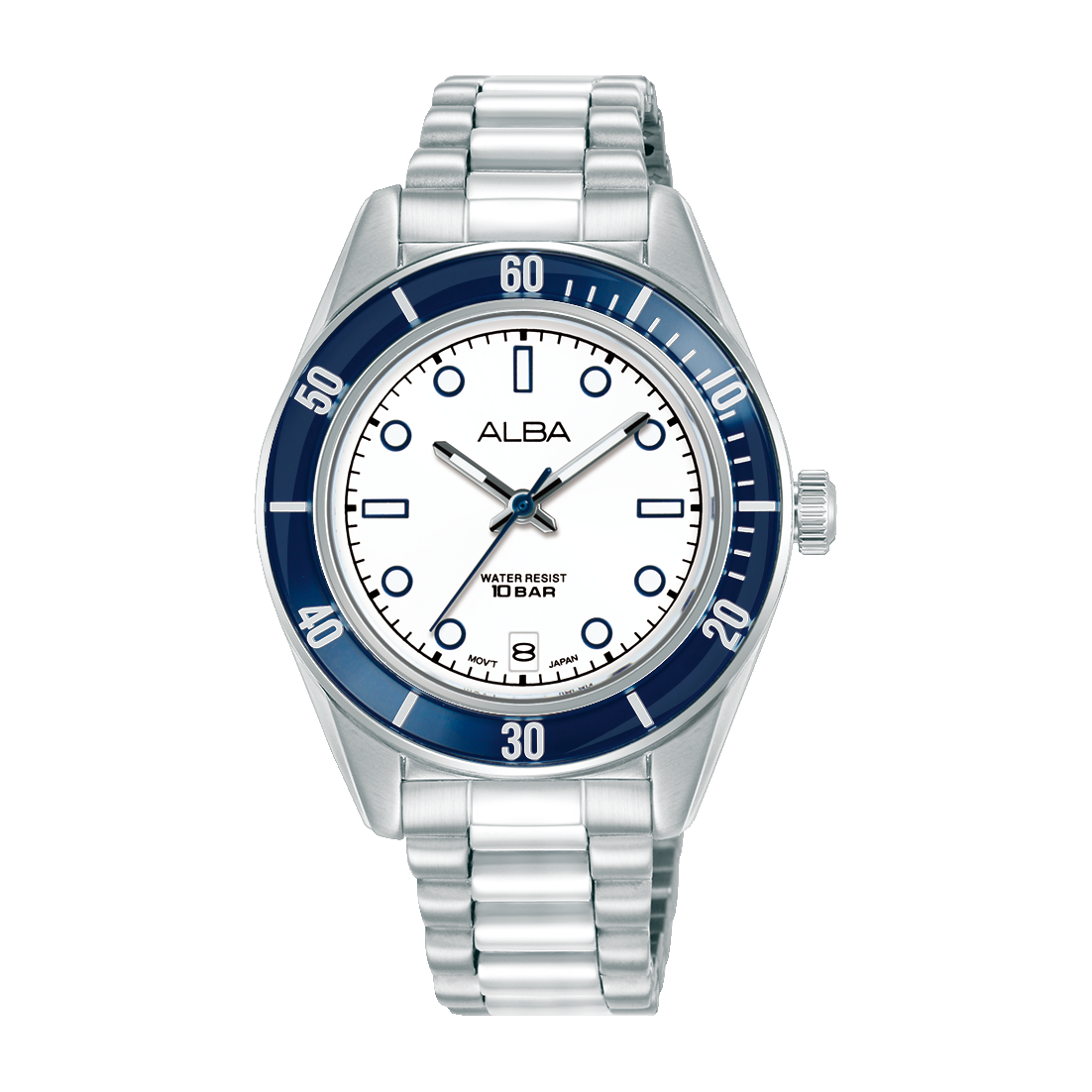 AG8Q63X1 Active White Dial Stainless Steel Quartz Watch