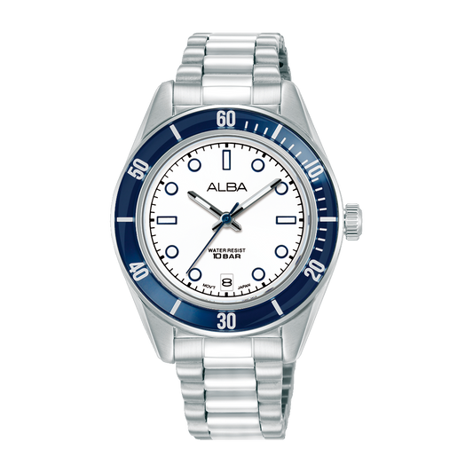 AG8Q63X1 Active White Dial Stainless Steel Quartz Watch