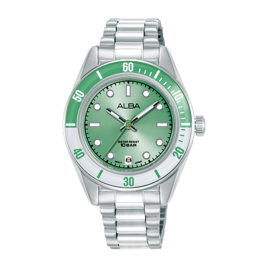 AG8Q67X1 Active Green Dial Stainless Steel Quartz Watch
