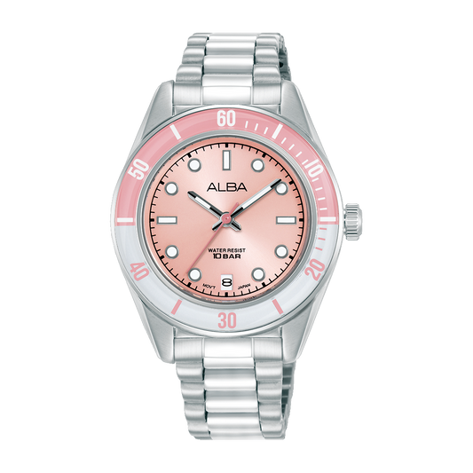 AG8Q71X1 Active Pink Dial Stainless Steel Quartz Watch
