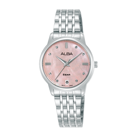 AG8Q79X1 Fashion Pink Dial Stainless Steel Quartz Watch