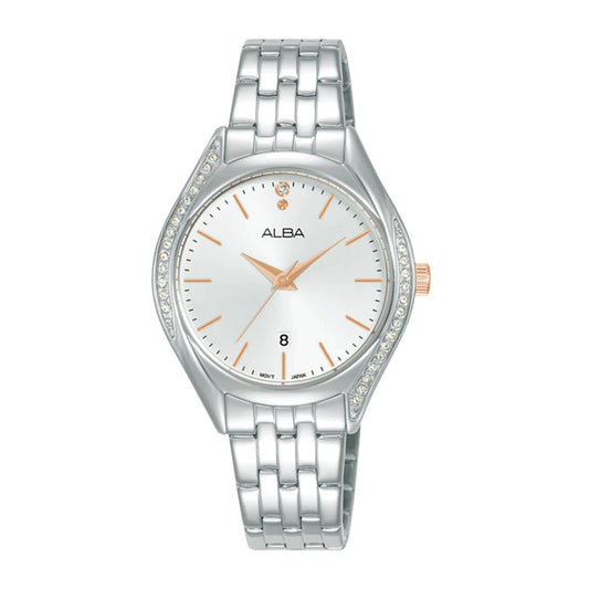 AH7BT9X1 Silver Dial Stainless Steel Strap Women's Quartz Watch 31mm