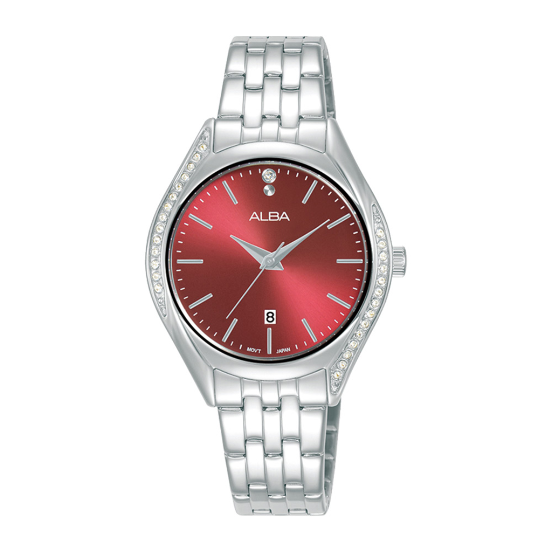 Alba Philippines AH7BU1X1 Red Dial Stainless Steel Strap Women's Quartz Watch 31mm