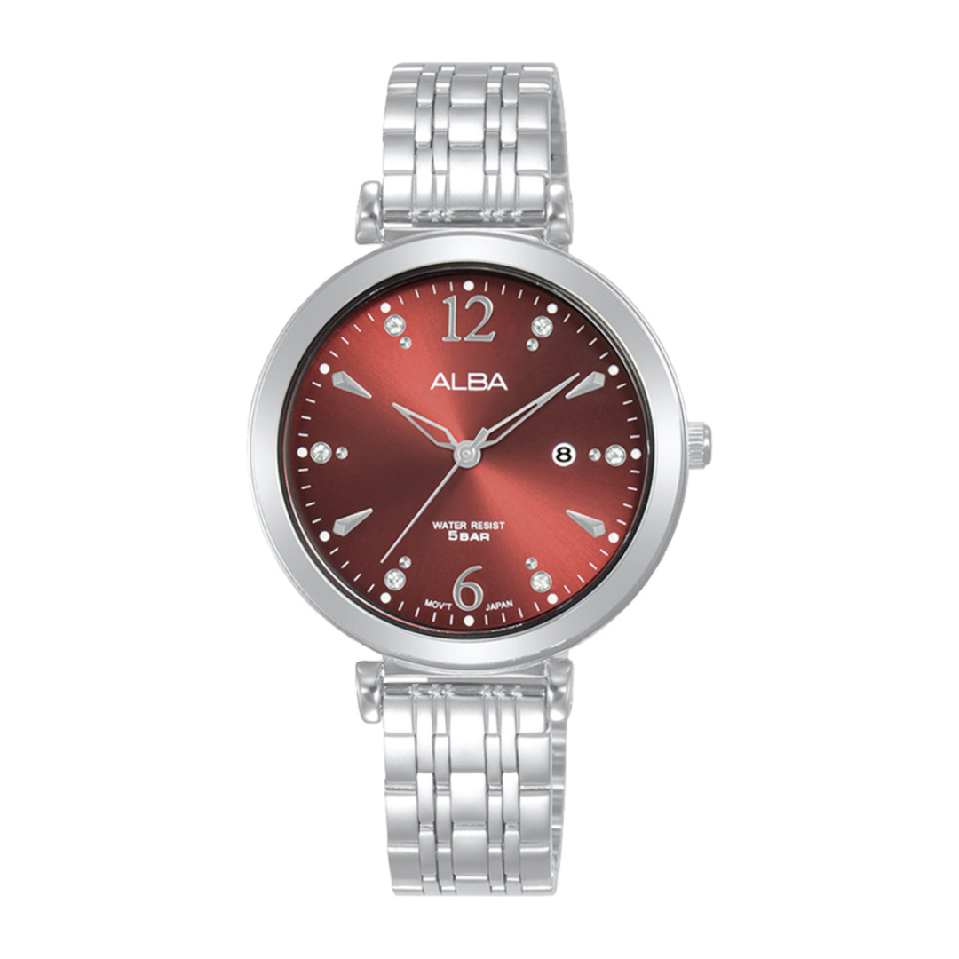 Alba Philippines AH7BW3X1 Red Dial Stainless Steel Strap Women's Quartz Watch 32mm