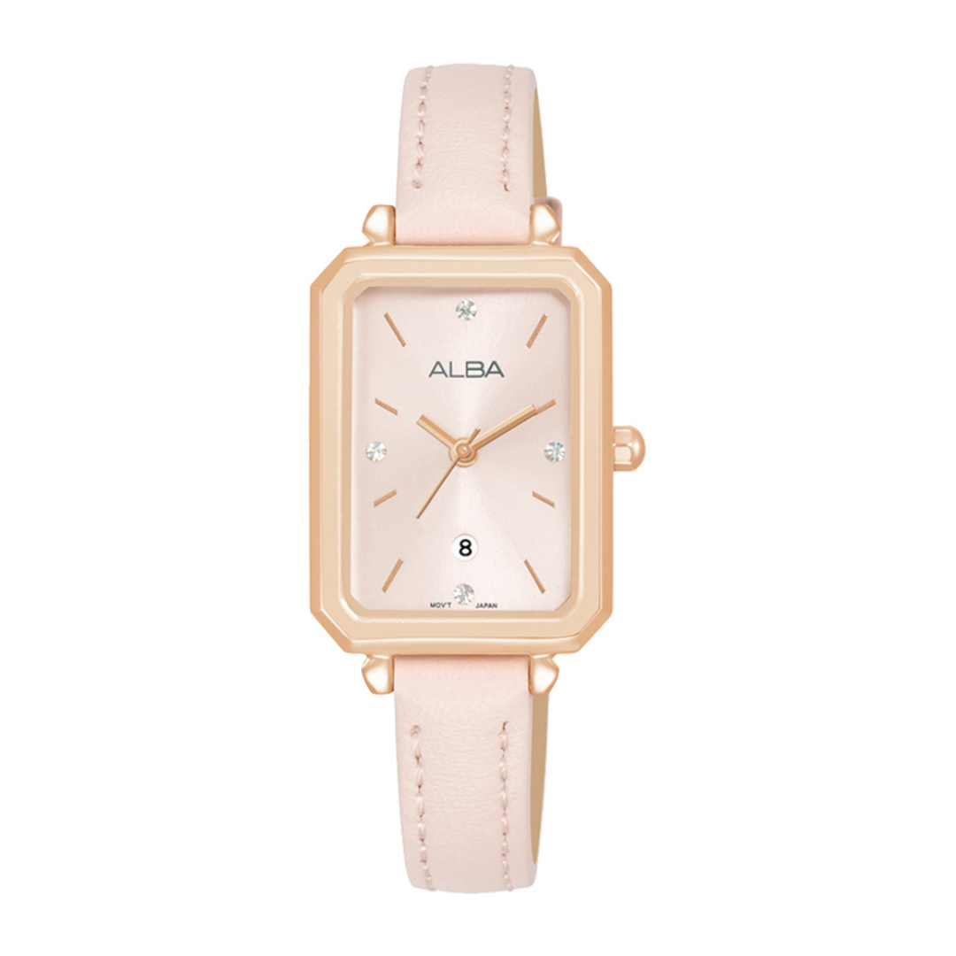 Alba Philippines AH7CC0X1 Pink Dial Pink Leather Strap Women's Quartz Watch 22mm