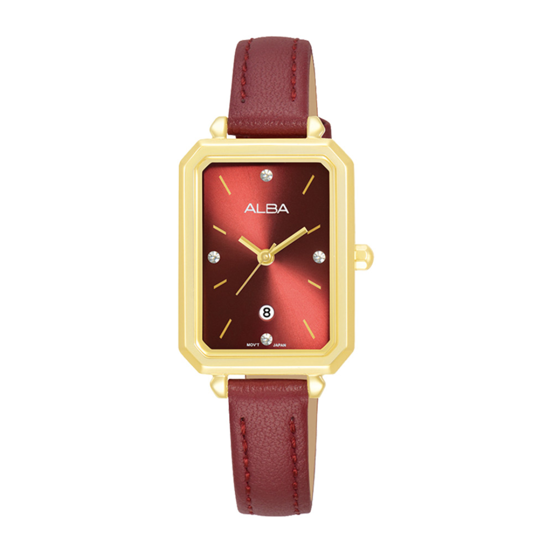 Alba Philippines AH7CC2X1 Red Dial Red Leather Strap Women's Quartz Watch 22mm