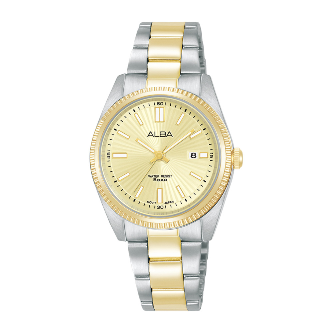 Alba Philippines AH7CK8X1 Prestige Gold Dial Two Toned Stainless Steel Strap Women's Quartz Watch 29mm