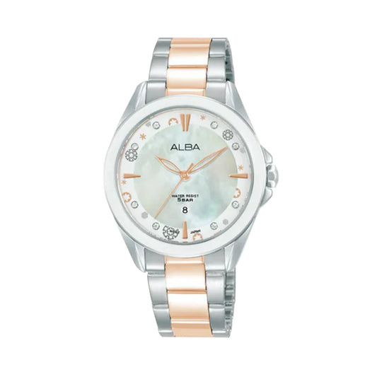 AH7DV1X1 Fashion White MOP Dial Women's Quartz Watch 33mm