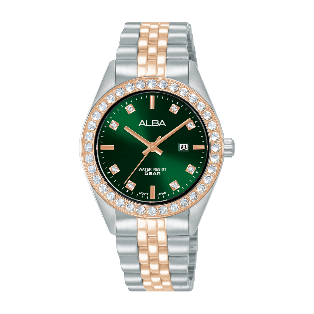 AH7FD6X1 Fashion Green Dial Stainless Steel Quartz Watch