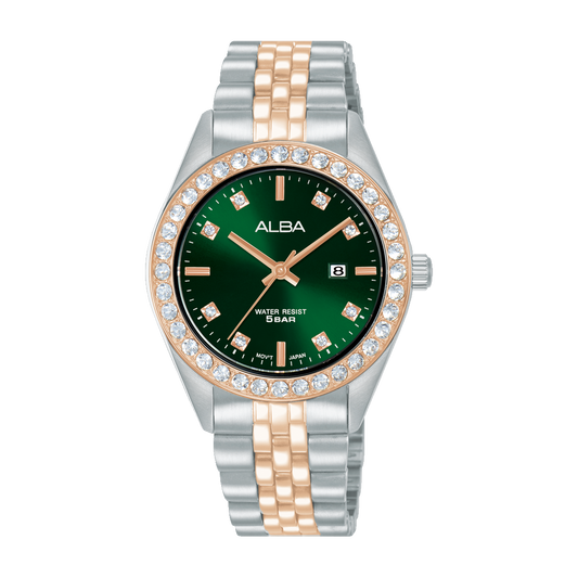 AH7FD6X1 Fashion Green Dial Stainless Steel Quartz Watch