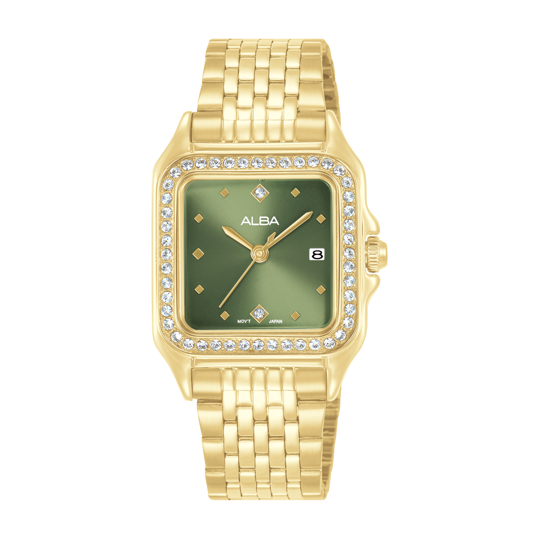 AH7FE4X1 Fashion Green Dial Stainless Steel Quartz Watch