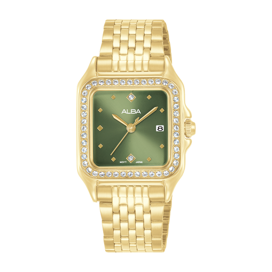 AH7FE4X1 Fashion Green Dial Stainless Steel Quartz Watch