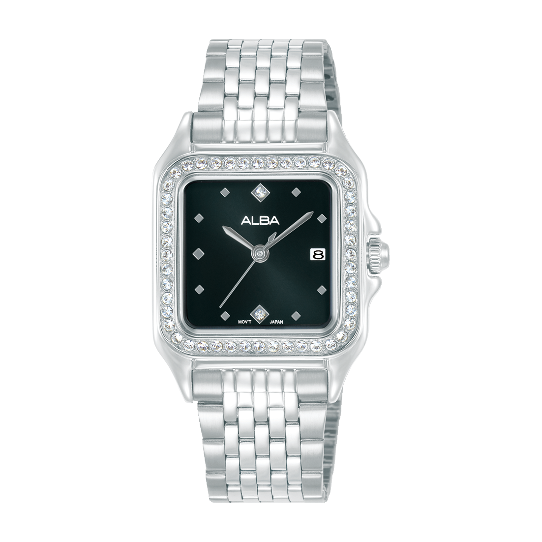 AH7FE9X1 Fashion Black Dial Stainless Steel Quartz Watch