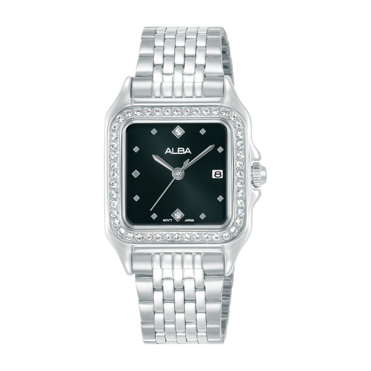 AH7FE9X1 Fashion Black Dial Stainless Steel Quartz Watch
