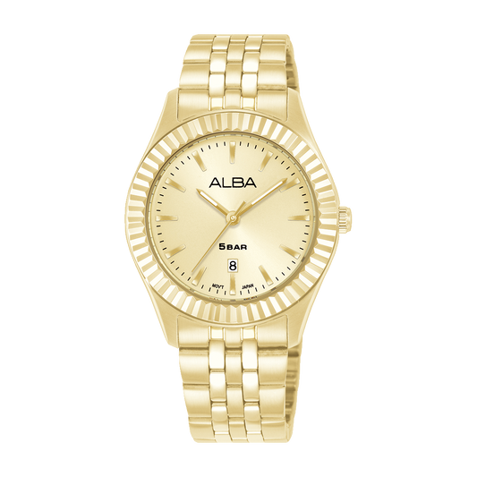 AH7FF4X1 Fashion Champagne Dial Stainless Steel Quartz Watch