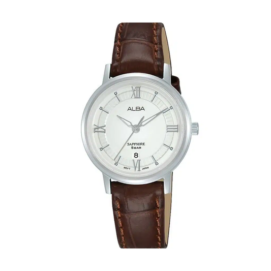 AH7V67X1 Prestige Silver Dial Leather strap Quartz Watch