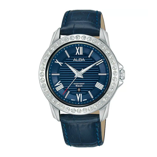 AH7V79X1 Prestige Blue Dial Leather strap Quartz Watch