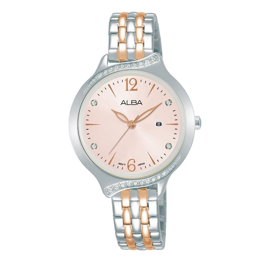 AH7W09X1 Fashion Pink Dial Stainless Steel Quartz Watch