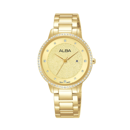 AH7W22X1 Fashion Gold Dial Stainless Steel Quartz Watch